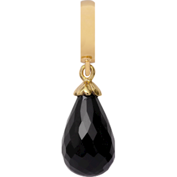 Christina Collect Drop Black charm – forgyldt sølv, 6 mm til Classic læderarmbånd
